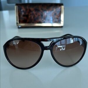 TORY BURCH Aviator Plastic Tortoise Sunglasses